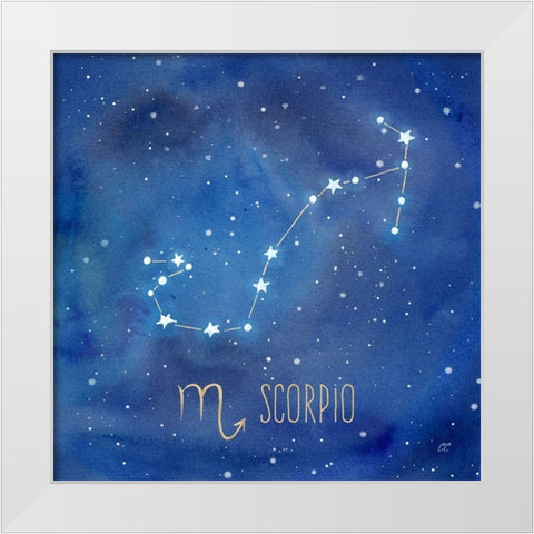 Star Sign Scorpio White Modern Wood Framed Art Print by Coulter, Cynthia