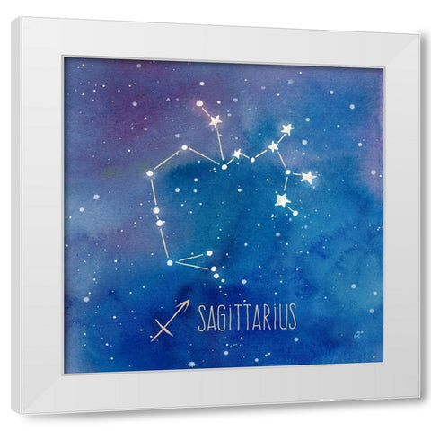 Star Sign Sagittarius White Modern Wood Framed Art Print by Coulter, Cynthia