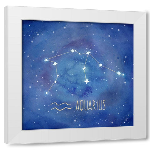 Star Sign Aquarius White Modern Wood Framed Art Print by Coulter, Cynthia