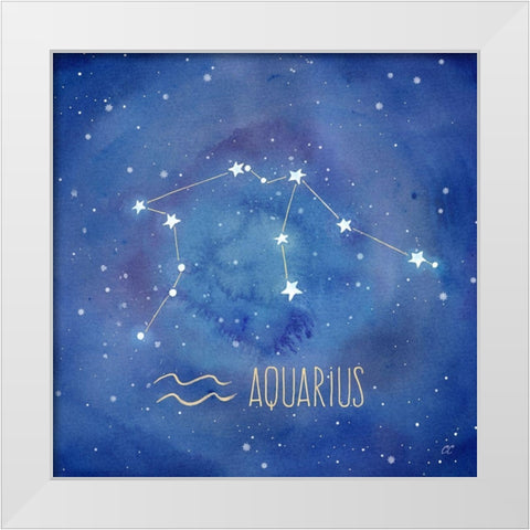 Star Sign Aquarius White Modern Wood Framed Art Print by Coulter, Cynthia