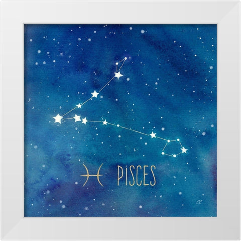 Star Sign Pisces White Modern Wood Framed Art Print by Coulter, Cynthia