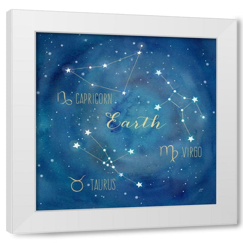 Star Sign Earth White Modern Wood Framed Art Print by Coulter, Cynthia