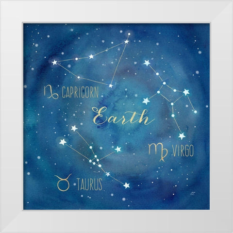 Star Sign Earth White Modern Wood Framed Art Print by Coulter, Cynthia