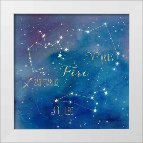 Star Sign Fire White Modern Wood Framed Art Print by Coulter, Cynthia