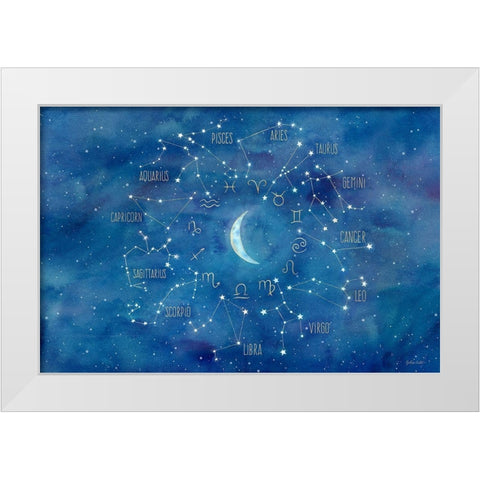 Star Sign with Moon Landscape White Modern Wood Framed Art Print by Coulter, Cynthia