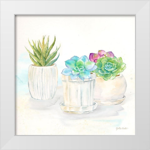 Sweet Succulent Pots IV White Modern Wood Framed Art Print by Coulter, Cynthia