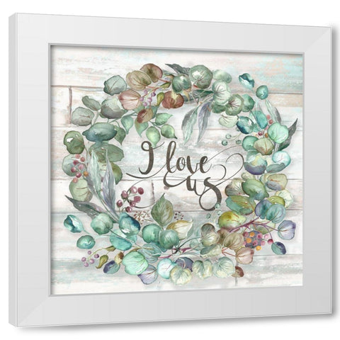 Eucalyptus Wreath on shiplap White Modern Wood Framed Art Print by Tre Sorelle Studios