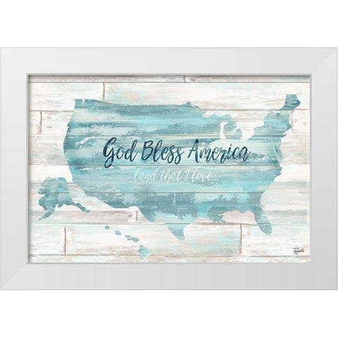 God Bless America USA Map White Modern Wood Framed Art Print by Tre Sorelle Studios