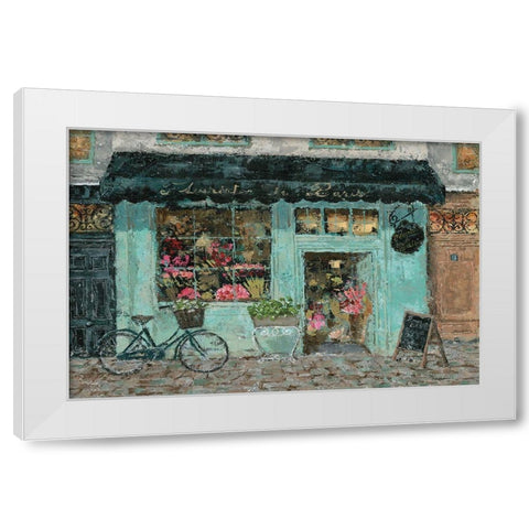 Parisian Flower Shop White Modern Wood Framed Art Print by Cusson, Marie Elaine