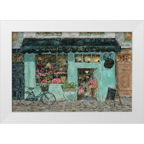 Parisian Flower Shop White Modern Wood Framed Art Print by Cusson, Marie Elaine