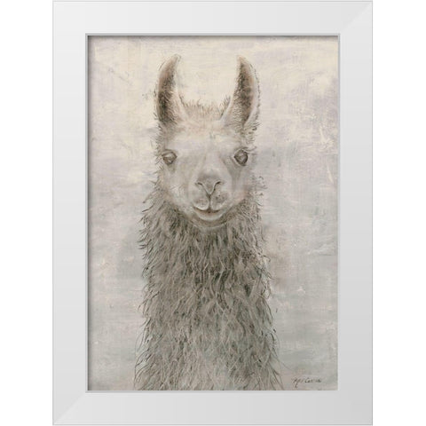 Llama Portrait White Modern Wood Framed Art Print by Cusson, Marie Elaine