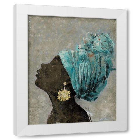 Profile of a Woman II (gold earring) White Modern Wood Framed Art Print by Cusson, Marie Elaine