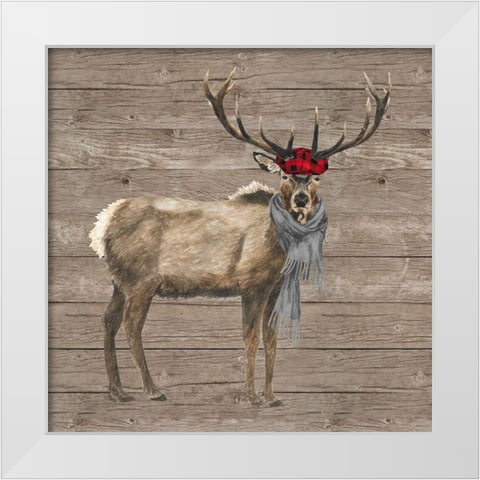 Warm in the Wilderness Deer White Modern Wood Framed Art Print by Reed, Tara