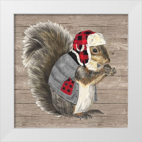 Warm in the Wilderness Squirrel White Modern Wood Framed Art Print by Reed, Tara