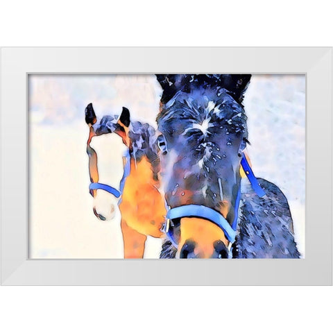 Snow Horses White Modern Wood Framed Art Print by Tyrrell, LuAnne