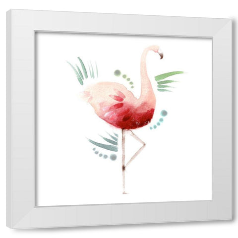 Tropical Icons Flamingo White Modern Wood Framed Art Print by Northern Lights