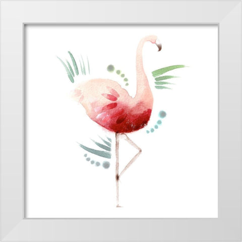 Tropical Icons Flamingo White Modern Wood Framed Art Print by Northern Lights