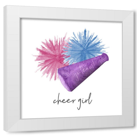 Sports Girl Cheer White Modern Wood Framed Art Print by Noonday Design