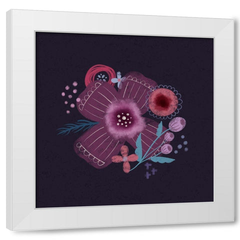 Dark Purple Florals I White Modern Wood Framed Art Print by Noonday Design