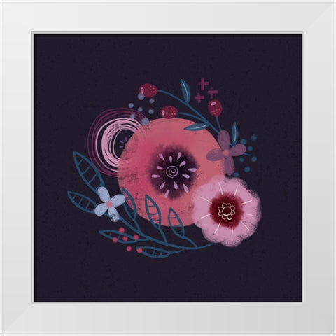 Dark Purple Florals II White Modern Wood Framed Art Print by Noonday Design