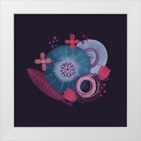 Dark Purple Florals III White Modern Wood Framed Art Print by Noonday Design