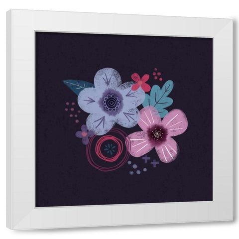 Dark Purple Florals IV White Modern Wood Framed Art Print by Noonday Design