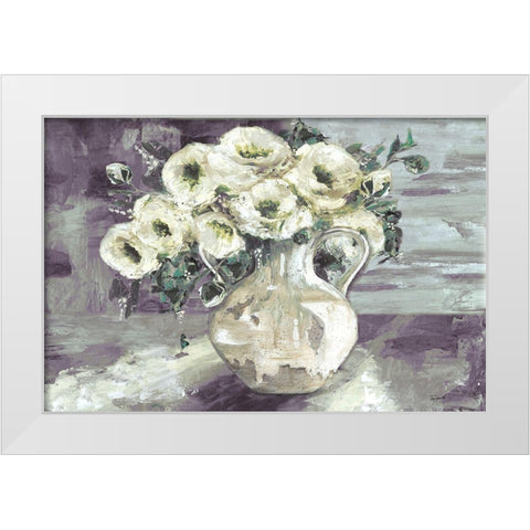 White Flowers in Pottery Pitcher White Modern Wood Framed Art Print by Tre Sorelle Studios