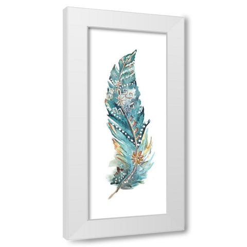 Tribal Feather Single III White Modern Wood Framed Art Print by Tre Sorelle Studios