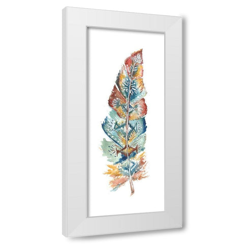 Tribal Feather Single IV White Modern Wood Framed Art Print by Tre Sorelle Studios