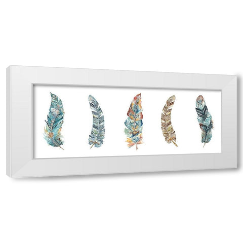 Tribal Feathers Panel White Modern Wood Framed Art Print by Tre Sorelle Studios