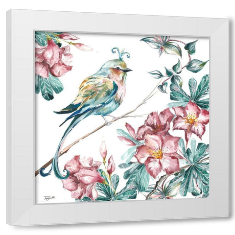 Island Living Bird and Floral II White Modern Wood Framed Art Print by Tre Sorelle Studios