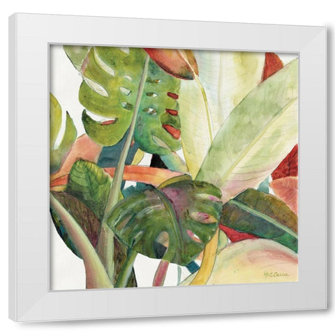 Tropical Lush Garden square I White Modern Wood Framed Art Print by Cusson, Marie-Elaine
