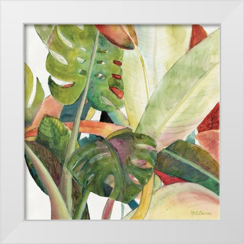 Tropical Lush Garden square I White Modern Wood Framed Art Print by Cusson, Marie-Elaine