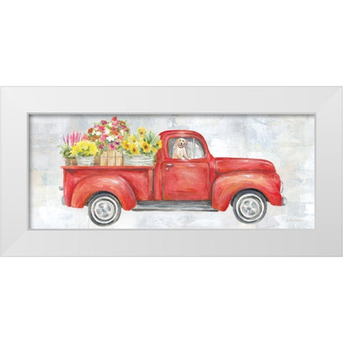 Vintage Red Truck Panel White Modern Wood Framed Art Print by Coulter, Cynthia