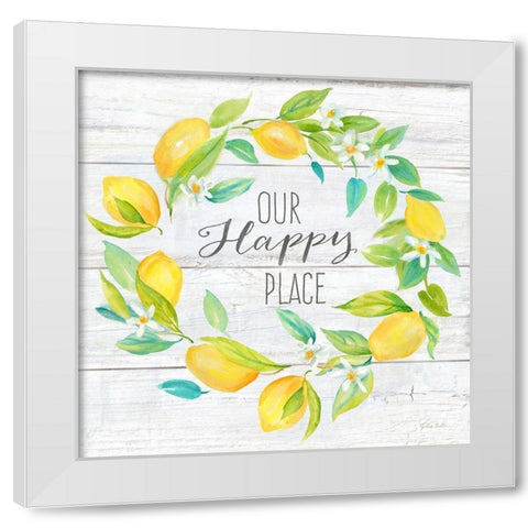 Our Happy Place Lemon Wreath White Modern Wood Framed Art Print by Coulter, Cynthia