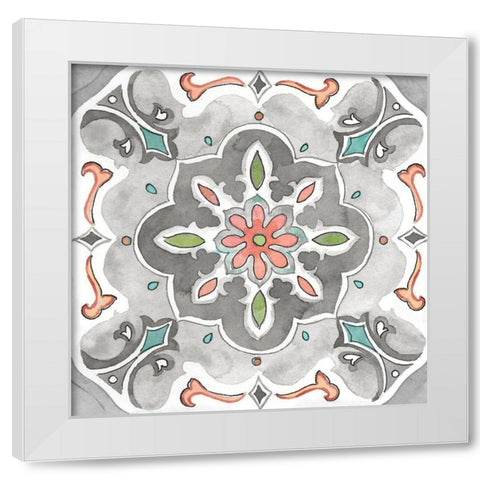 Jewel Medallion Gray III White Modern Wood Framed Art Print by CoulterCynthia