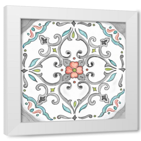 Jewel Medallion Gray IV White Modern Wood Framed Art Print by CoulterCynthia