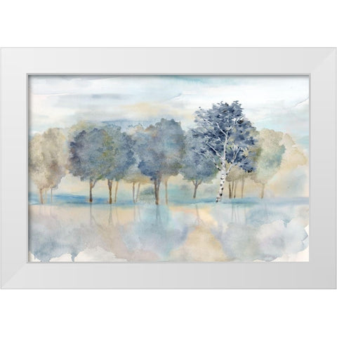 Treeline Reflection Landscape White Modern Wood Framed Art Print by CoulterCynthia