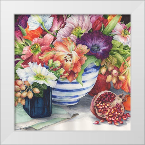 Vibrant Bouquet Still Life White Modern Wood Framed Art Print by Wicks, Jane