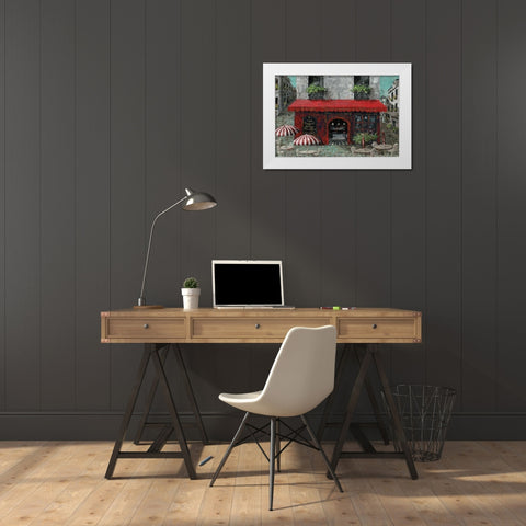 CafÃ© Monmartre White Modern Wood Framed Art Print by Cusson, Marie-Elaine