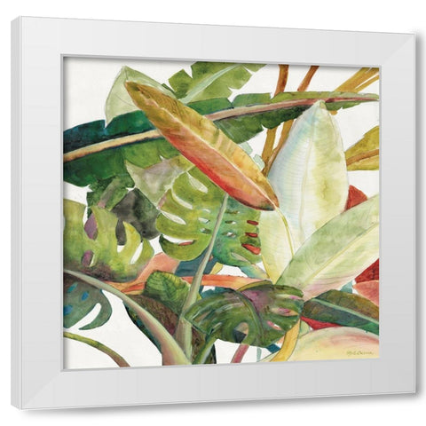 Tropical Lush Garden Square II White Modern Wood Framed Art Print by Cusson, Marie-Elaine