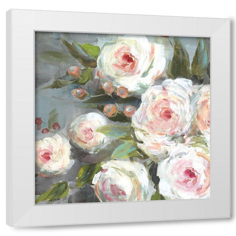 Pink Blooms I White Modern Wood Framed Art Print by Tre Sorelle Studios