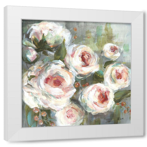 Pink Blooms II White Modern Wood Framed Art Print by Tre Sorelle Studios