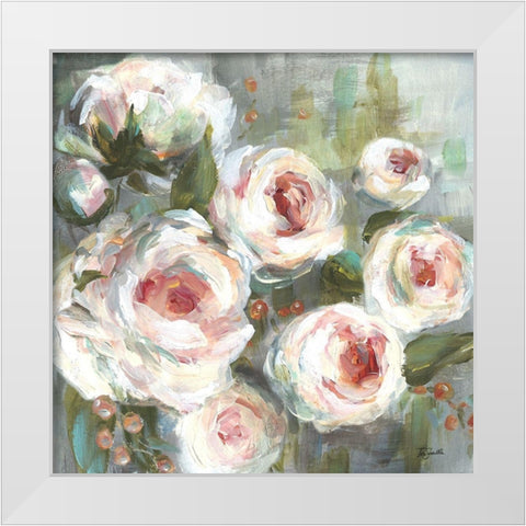 Pink Blooms II White Modern Wood Framed Art Print by Tre Sorelle Studios