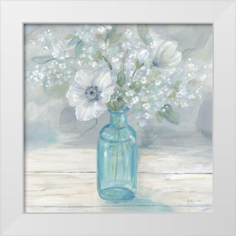 Vintage Jar Bouquet II White Modern Wood Framed Art Print by Coulter, Cynthia