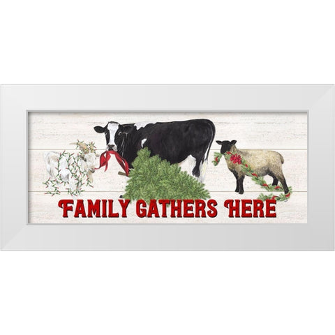 Christmas on the Farm-Family Gathers Here White Modern Wood Framed Art Print by Reed, Tara