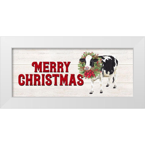 Christmas on the Farm-Merry Christmas White Modern Wood Framed Art Print by Reed, Tara