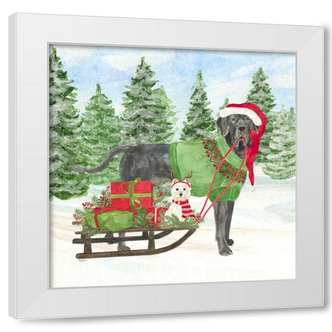 Dog Days of Christmas II-Sled with Gifts White Modern Wood Framed Art Print by Reed, Tara