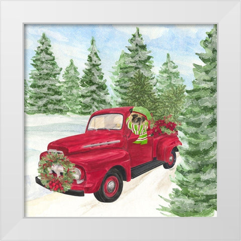 Dog Days of Christmas IV-Truck White Modern Wood Framed Art Print by Reed, Tara