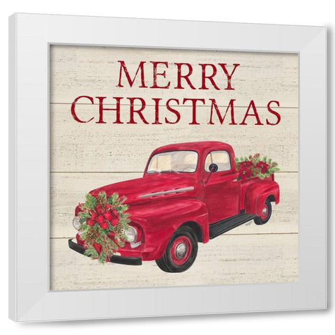 Home for the Holidays-Red Truck White Modern Wood Framed Art Print by Reed, Tara